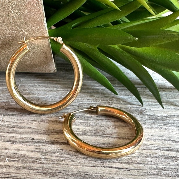 Elegant 14k Gold Hoop Earrings - Picture 3 of 6